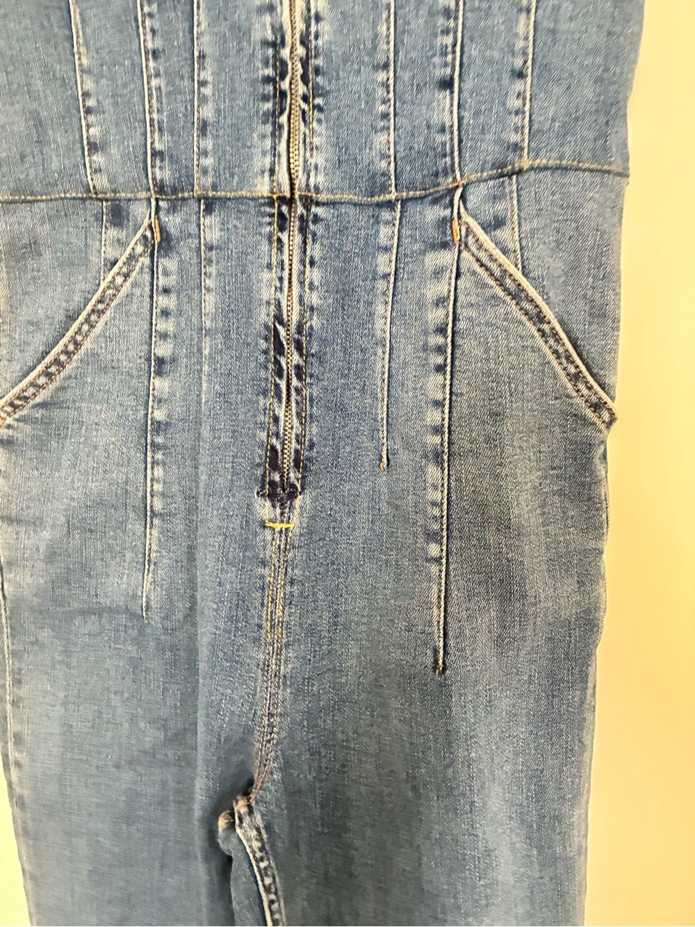 Free People We The Free Jayde Flare Leg Jumpsuit - Blue Denim small - Picture 4 of 7